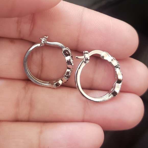 Sapphire Silver Hoop Earrings - Picture 5 of 6